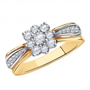 Золотое кольцо ТД Эстет с фианитом 01К166552 фото