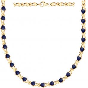 Золотое колье ТД Эстет с гидротермальным сапфиром 01Л210165-1 фото