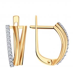Золотые серьги ТД Эстет с фианитом 01С1110961 фото