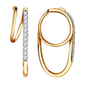 Золотые серьги ТД Эстет с фианитом 01С1112622SР фото