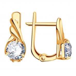 Золотые серьги ТД Эстет с фианитом 01С1112769 фото