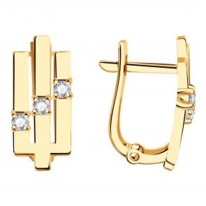 Золотые серьги ТД Эстет с фианитом 01С1112942 фото