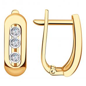 Золотые серьги ТД Эстет с фианитом 01С1113121Р фото