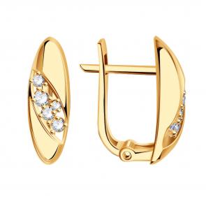 Золотые серьги ТД Эстет с фианитом 01С1113361 фото