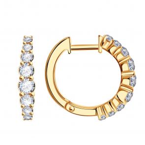 Золотые серьги ТД Эстет с фианитом 01С1113732 фото