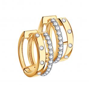 Золотые серьги ТД Эстет с фианитом 01С1113753 фото