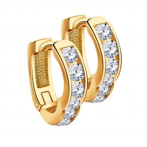 Золотые серьги ТД Эстет с фианитом 01С1113828 фото