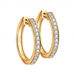 Золотые серьги ТД Эстет с фианитом 01С1113918 фото