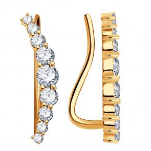 Золотые серьги ТД Эстет с фианитом 01С1114275 фото