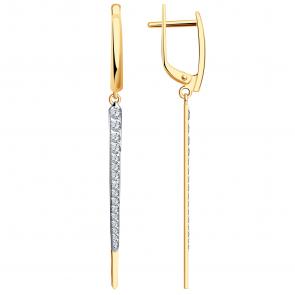 Золотые серьги ТД Эстет с фианитом 01С1114279Р фото