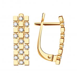 Золотые серьги ТД Эстет с фианитом 01С1114583 фото