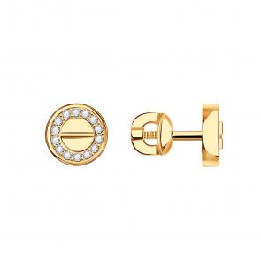 Золотые серьги ТД Эстет с фианитом 01С1114618S фото