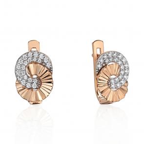 Золотые серьги ТД Эстет с фианитом 01С1114770Р фото
