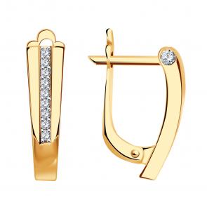 Золотые серьги ТД Эстет с фианитом 01С1114872Р фото