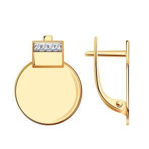 Золотые серьги ТД Эстет с фианитом 01С1114939Р фото