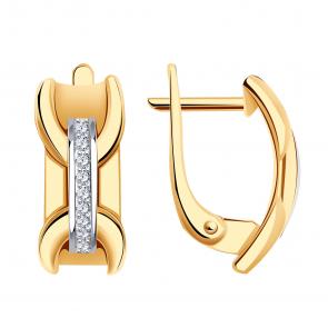 Золотые серьги ТД Эстет с фианитом 01С1114978Р фото