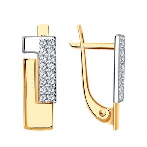 Золотые серьги ТД Эстет с фианитом 01С1114997Р фото