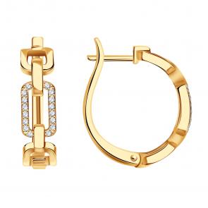 Золотые серьги ТД Эстет с фианитом 01С1115176 фото