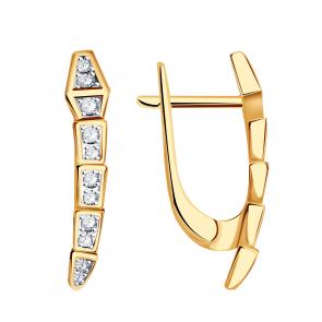 Золотые серьги Символ года Змея ТД Эстет с фианитом 01С1115191Р фото