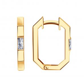 Золотые серьги ТД Эстет с фианитом 01С1115219 фото