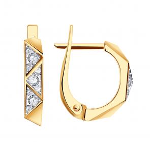 Золотые серьги ТД Эстет с фианитом 01С1115220 фото