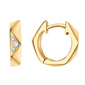 Золотые серьги ТД Эстет с фианитом 01С1115221 фото