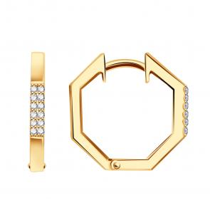 Золотые серьги ТД Эстет с фианитом 01С1115224 фото