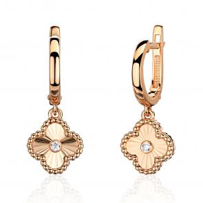 Золотые серьги ТД Эстет с фианитом 01С1115234 фото