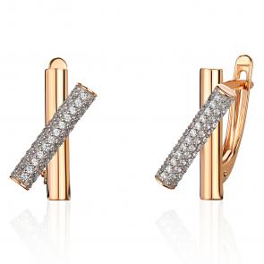 Золотые серьги ТД Эстет с фианитом 01С1115652Р фото