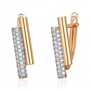 Золотые серьги ТД Эстет с фианитом 01С1115653Р фото