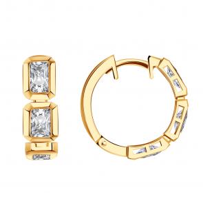 Золотые серьги ТД Эстет с фианитом 01С1115775 фото