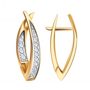 Золотые серьги ТД Эстет с фианитом 01С112211 фото