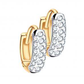 Золотые серьги ТД Эстет с фианитом 01С114927 фото