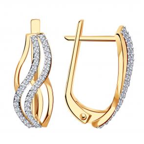 Золотые серьги ТД Эстет с фианитом 01С115305 фото