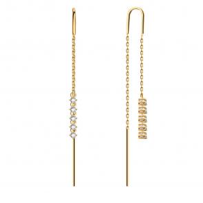 Золотые серьги ТД Эстет с фианитом 01С115595 фото