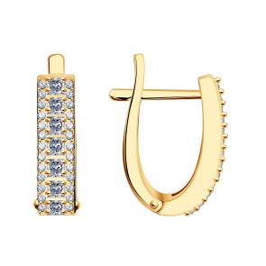 Золотые серьги ТД Эстет с фианитом 01С115948 фото