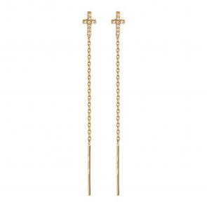 Золотые серьги ТД Эстет с фианитом 01С116483S фото