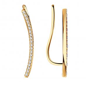 Золотые серьги ТД Эстет с фианитом 01С117300 фото