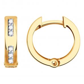 Золотые серьги ТД Эстет с фианитом 01С117324 фото