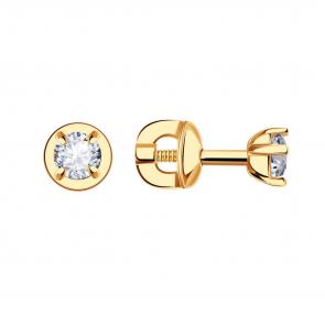 Золотые серьги ТД Эстет с Swarovski 01С119306 фото