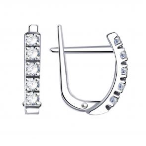 Серьги из белого золота ТД Эстет с фианитом 01С121117 фото