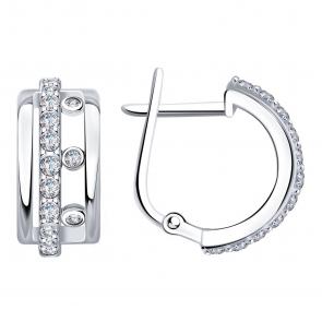 Серьги из белого золота ТД Эстет с фианитом 01С1213119 фото
