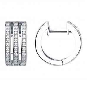 Серьги из белого золота ТД Эстет с фианитом 01С1213751 фото