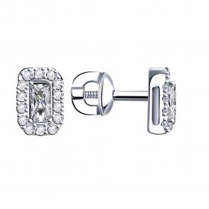 Серьги из белого золота ТД Эстет с фианитом 01С1213759 фото