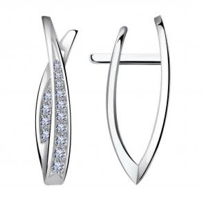 Серьги из белого золота ТД Эстет с фианитом 01С122211 фото