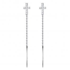 Серьги-кресты из белого золота ТД Эстет с фианитом 01С126483 фото