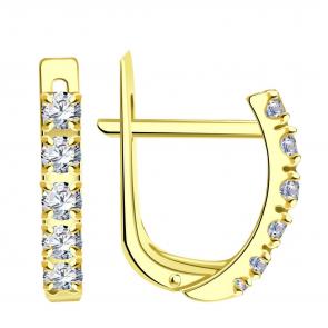 Серьги из лимонного золота ТД Эстет с фианитом 01С131117 фото