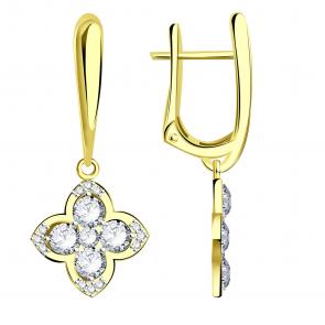 Серьги из лимонного золота ТД Эстет с фианитом 01С1312053Р фото