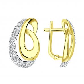 Серьги из лимонного золота ТД Эстет с фианитом 01С1313118Р фото