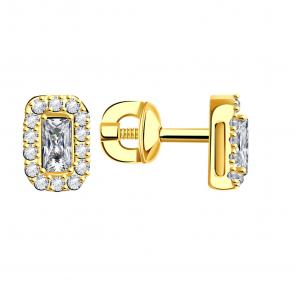 Серьги из лимонного золота ТД Эстет с фианитом 01С1313759 фото